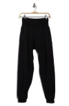 Vitamin A ® Nya Smocked Linen & Organic Cotton Blend Beach Cover-up Pants In Black