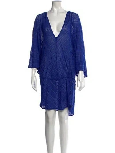 Pre-owned Vitamin A Patterned V-neck Sweater In Blue
