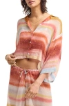 Vitamin A ® Petra Crop Button-up Cover-up Shirt In Multi