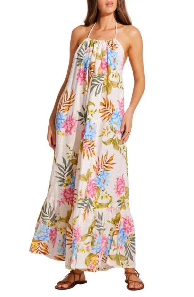 Vitamin A Petra Floral Linen Cover-up Maxi Dress In Summer Bloom Eco Linen