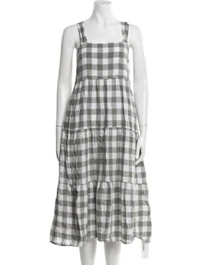 Pre-owned Vitamin A Plaid Print Midi Length Dress In Multicolor