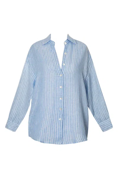 Vitamin A Playa Boyfriend Shirt Summer Stripe In Blue