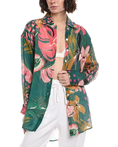 Vitamin A Playa Linen Boyfriend Shirt In Multi