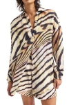 Vitamin A ® Playa Oversize Linen Cover-up Shirt In Brown