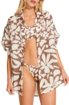 Vitamin A ® Playa Oversize Linen Cover-up Shirt In Brown