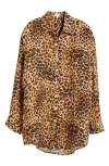 Vitamin A ® Playa Oversize Linen Cover-up Shirt In Luxe Leopard