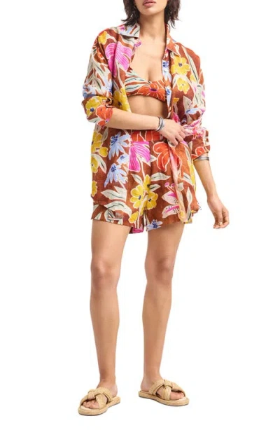 Vitamin A ® Playa Oversize Linen Cover-up Shirt In Multi