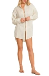 Vitamin A ® Playa Oversize Linen Cover-up Shirt In Oat