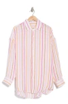 Vitamin A ® Playa Oversize Linen Cover-up Shirt In Sunny Stripe