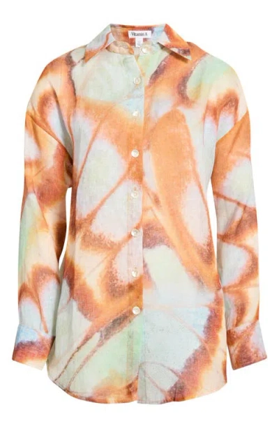 Vitamin A ® Playa Oversize Linen Cover-up Shirt In Multi