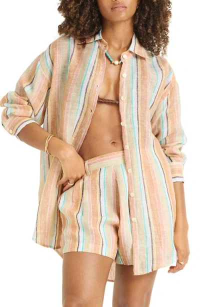 Vitamin A ® Playa Oversize Linen Cover-up Shirt In Neutral