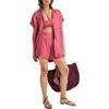Vitamin A ® Playa Pocket Linen Cover-up Button-up Shirt In Pink
