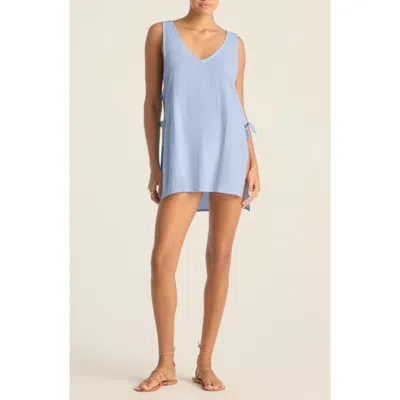 Vitamin A ® Riviera Sleeveless Linen Cover-up Minidress In Celeste