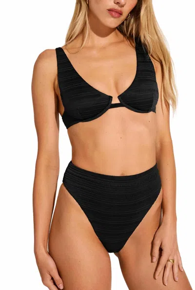 VITAMIN A ROSSI UNDERWIRE TOP IN BLACK SEERSUCKER STRIPE