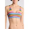 Vitamin A ® Sienna Scoop Neck Bikini Top In Rainbow Stripe