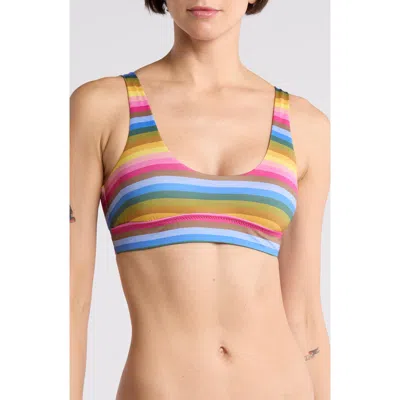Vitamin A ® Sienna Scoop Neck Bikini Top In Rainbow Stripe