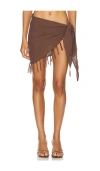 Vitamin A Sirena Sarong In Mocha Crinkle Linen