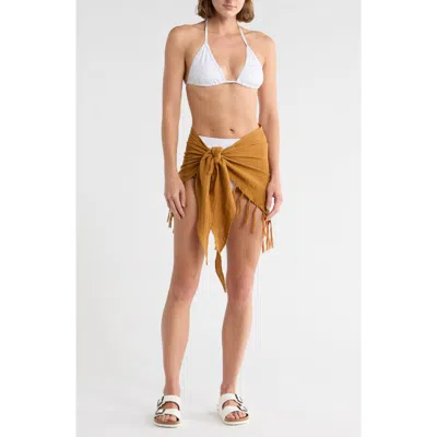 Vitamin A ® Sirena Tassel Linen Blend Sarong In Yellow
