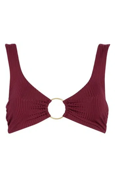 Vitamin A ® Skylar Ribbed O-ring Bikini Top In Burgundy