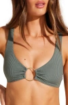 Vitamin A ® Skylar Ring Detail Rib Bikini Top In Sea Green Ecorib