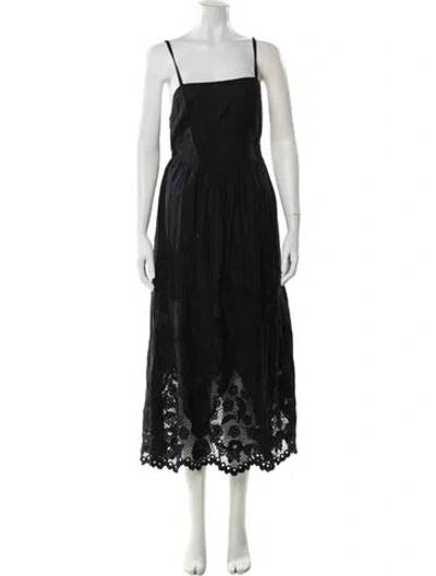 Pre-owned Vitamin A Square Neckline Midi Length Dress In Black