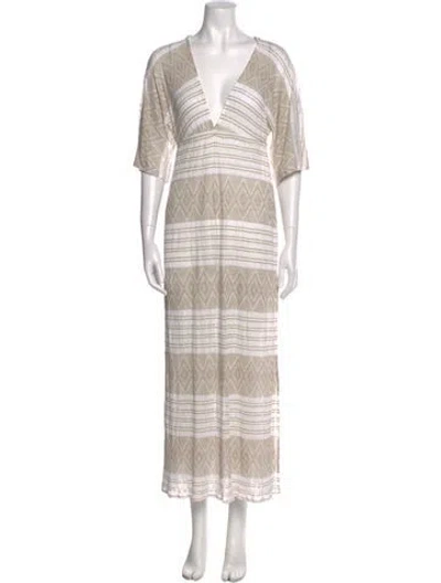Pre-owned Vitamin A Striped Long Dress In Neutral