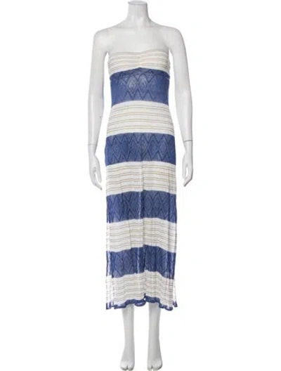 Pre-owned Vitamin A Striped Midi Length Dress In Blue