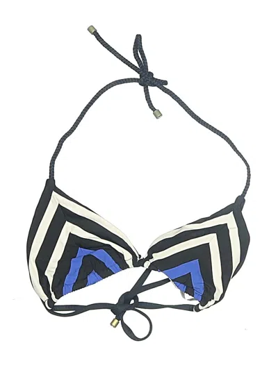 Pre-owned Vitamin A Swimsuit Top Blue Chevron/herringbone Pattern Swimwear