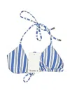 Vitamin A Swimsuit Top Blue Stripes Pattern Swimwear In Blue