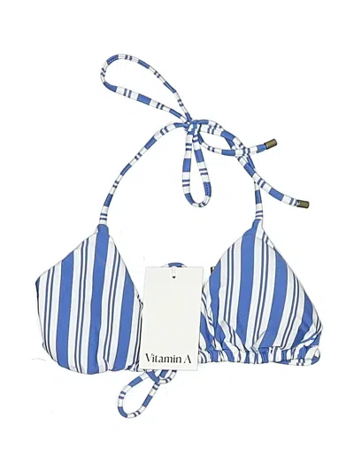 Vitamin A Swimsuit Top Blue Stripes Pattern Swimwear