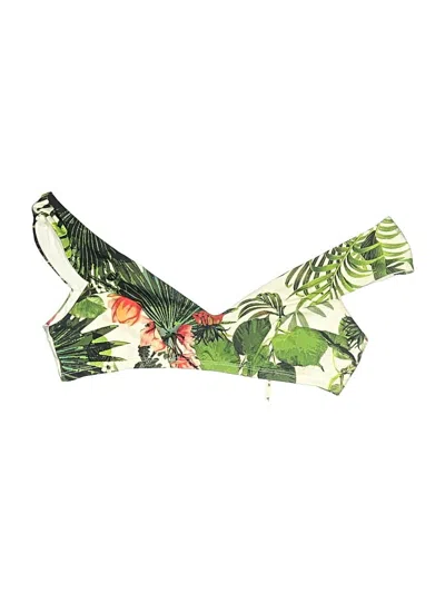 Pre-owned Vitamin A Swimsuit Top Green Tropical Pattern Swimwear