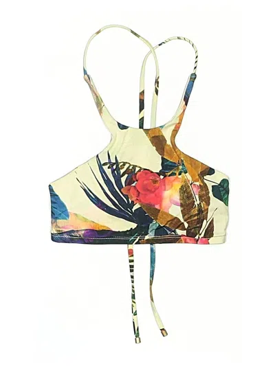 Pre-owned Vitamin A Swimsuit Top Ivory Print Pattern Swimwear
