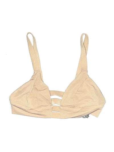 Pre-owned Vitamin A Swimsuit Top Tan Solid Pattern Swimwear In Brown