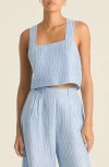 Vitamin A Tallows Square-neck Linen Crop Top In Summer Stripe