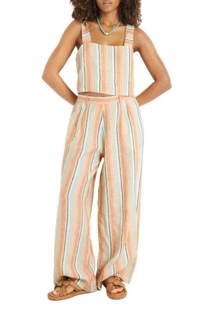 Vitamin A ® Tallows Crop Linen Cover-up Top In Multi