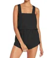 Vitamin A Tallows Crop Linen Cover-up Top In Black