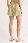 Vitamin A ® Tallows Linen Cover-up Shorts In Avocado Gingham