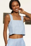 Vitamin A Tallows Square-neck Linen Crop Top In Blue