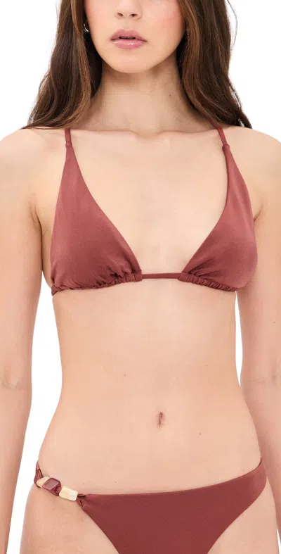 Vitamin A Terra Halter Triangle Bikini Top Red Ochre In Brown