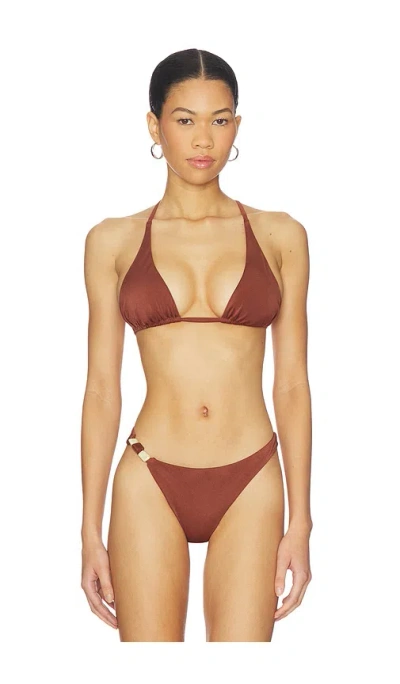 Vitamin A Terra Halter Triangle Top In Brown