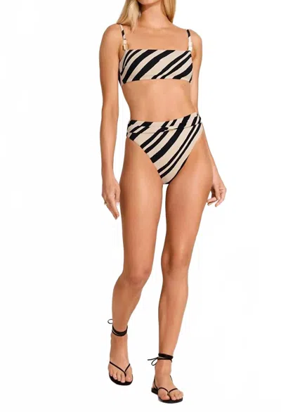 VITAMIN A TERRA HIGH WAIST BOTTOM IN STRIPED BLACK CREAM