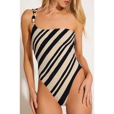 Vitamin A ® Terra One-shoulder One-piece Swimsuit In Black Beige