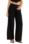 Vitamin A ® The Getaway Linen Cover-up Pants In Black