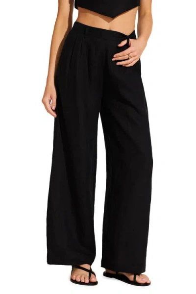 Vitamin A ® The Getaway Linen Cover-up Pants In Black