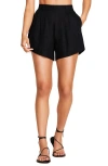Vitamin A ® The Getaway Linen Cover-up Shorts In Black