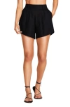Vitamin A The Getaway Linen Cover-up Shorts In Black Eco Linen