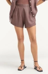 Vitamin A ® The Getaway Linen Cover-up Shorts In Brown
