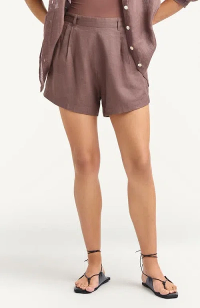 Vitamin A ® The Getaway Linen Cover-up Shorts In Brown
