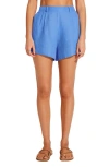 Vitamin A The Getaway Linen Cover-up Shorts In Dream Blue Eco Linen