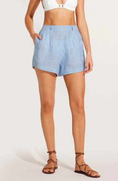 Vitamin A ® The Getaway Linen Cover-up Shorts In Summer Stripe